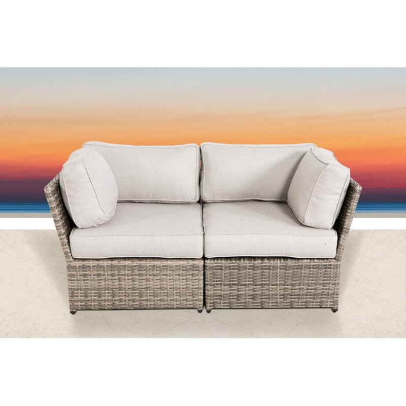Living Source International 2-Person Wicker Seating Group with Cushions in Gray