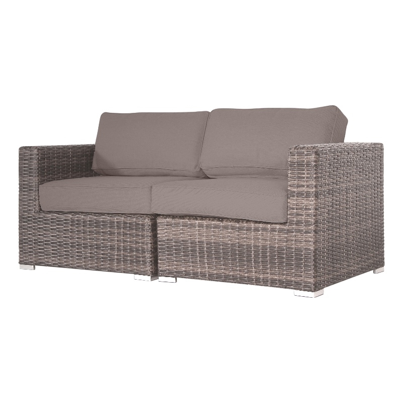 Living Source International Wicker / Rattan Loveseat w/ Cushions in Brown/Taupe