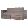 Living Source International Wicker / Rattan Loveseat w/ Cushions in Brown/Taupe