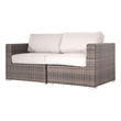 Living Source International Wicker / Rattan Loveseat w/ Cushions in Brown/Canvas