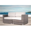 Living Source International Wicker / Rattan Loveseat w/ Cushions in Brown/Canvas