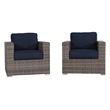 Living Source International Club Patio Chair with Cushions in Navy Blue/Gray