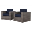 Living Source International Club Patio Chair with Cushions in Navy Blue/Gray