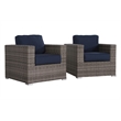 Living Source International Club Patio Chair with Cushions in Navy Blue/Gray