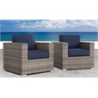 Living Source International Club Patio Chair with Cushions in Navy Blue/Gray