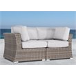 Living Source International Outdoor Wicker Loveseat with Cushion in Gray