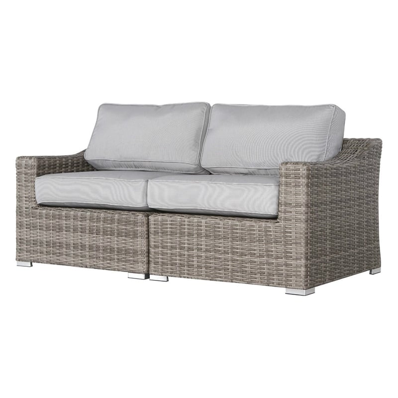 Living Source International Outdoor Wicker Loveseat with Cushion - Gray