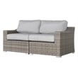 Living Source International Outdoor Wicker Loveseat with Cushion - Gray
