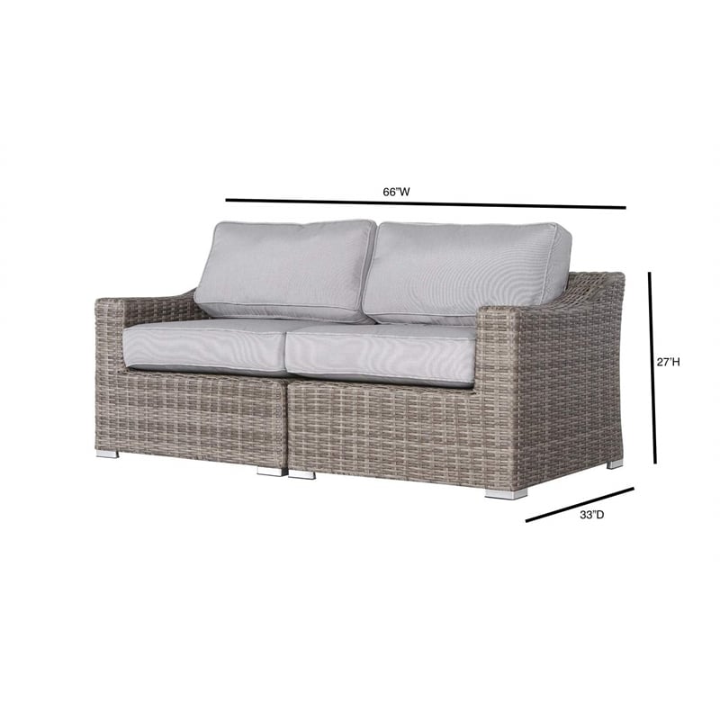 Living Source International Outdoor Wicker Loveseat with Cushion - Gray