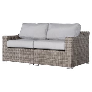 living source international outdoor wicker loveseat with cushion - gray