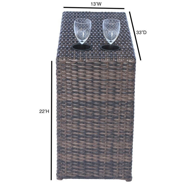 Living Source International Modern Wicker Rattan Side Table - Gray Finish