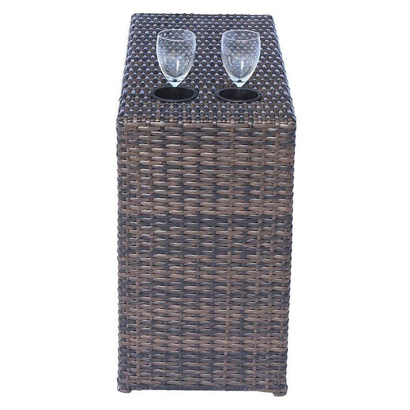 Living Source International Modern Wicker Rattan Side Table - Gray Finish