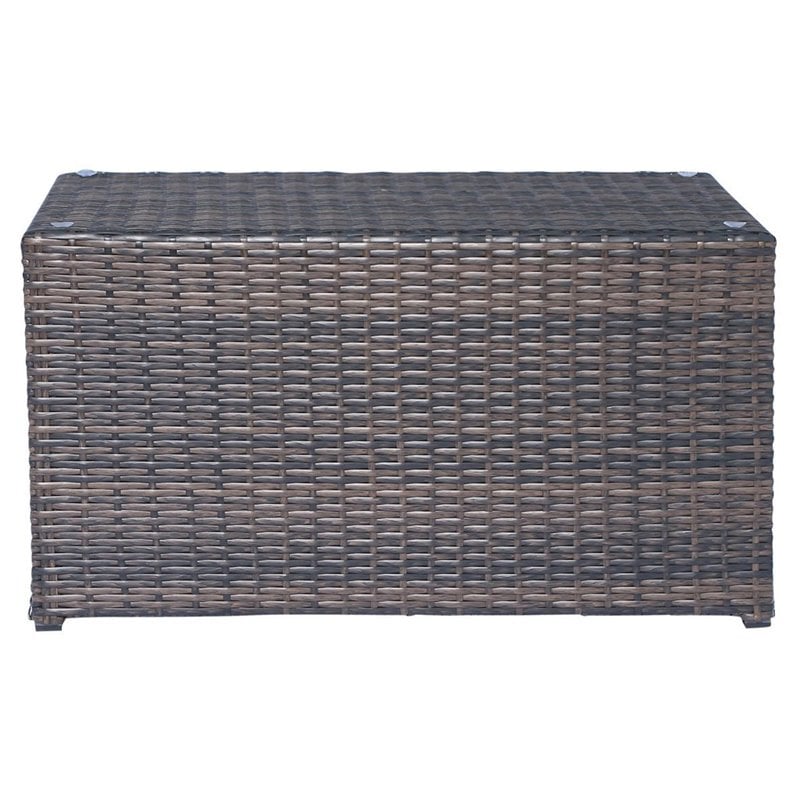 Living Source International Modern Wicker Outdoor Coffee Table in Espresso
