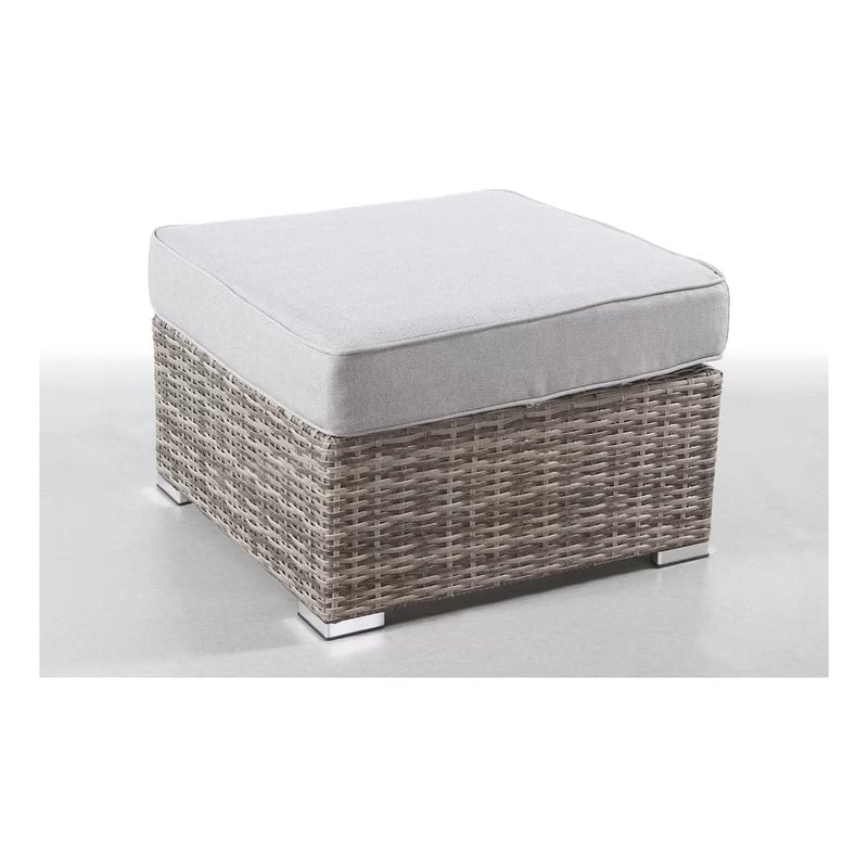 Living Source International Modern Wicker Outdoor Ottoman with Cushion in Gray