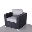 Living Source International Wicker Patio Chair with Cushions in Black/Gray