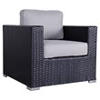Living Source International Wicker Patio Chair with Cushions in Black/Gray