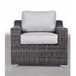 Living Source International Wicker Patio Chair with Cushions in Espresso/Gray