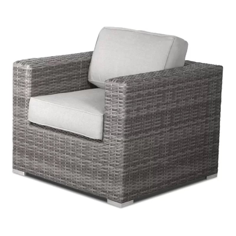 Living Source International Modern Wicker Patio Chair w/ Cushion in Gray/Canvas