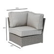 Living Source International Wicker Corner Wedge Patio Chair with Cushion in Gray