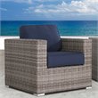 Living Source International Wicker Club Patio Chair w/  Cushion in Navy