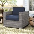 Living Source International Wicker Club Patio Chair w/  Cushion in Navy