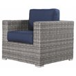 Living Source International Wicker Club Patio Chair w/  Cushion in Navy