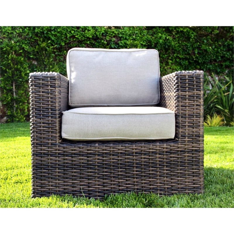 Living Source International Wicker Darvin Patio Chair with Cushion in Brown