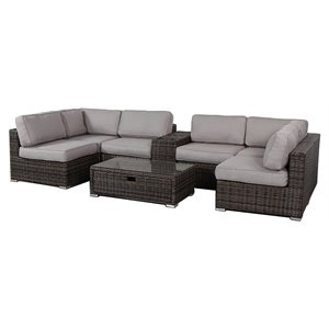 living source international 8-piece wicker and olefin sectional set in espresso