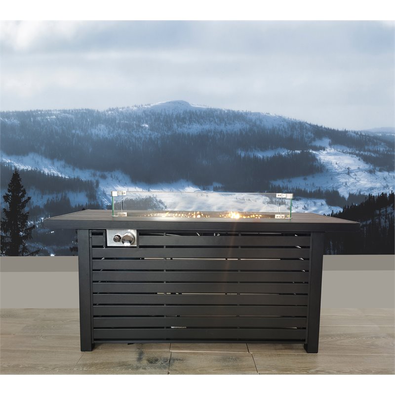 Living Source International Propane Gas Fire Pit Table with Windshield