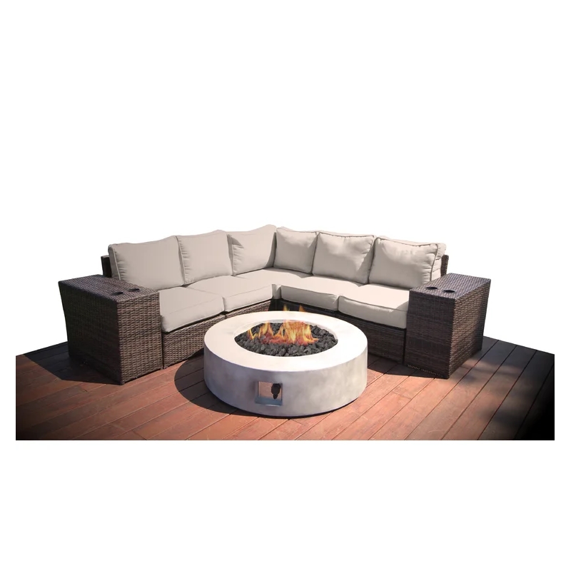 Living Source 8-Piece Wicker / Rattan Sectional Set with Cushions in Espresso