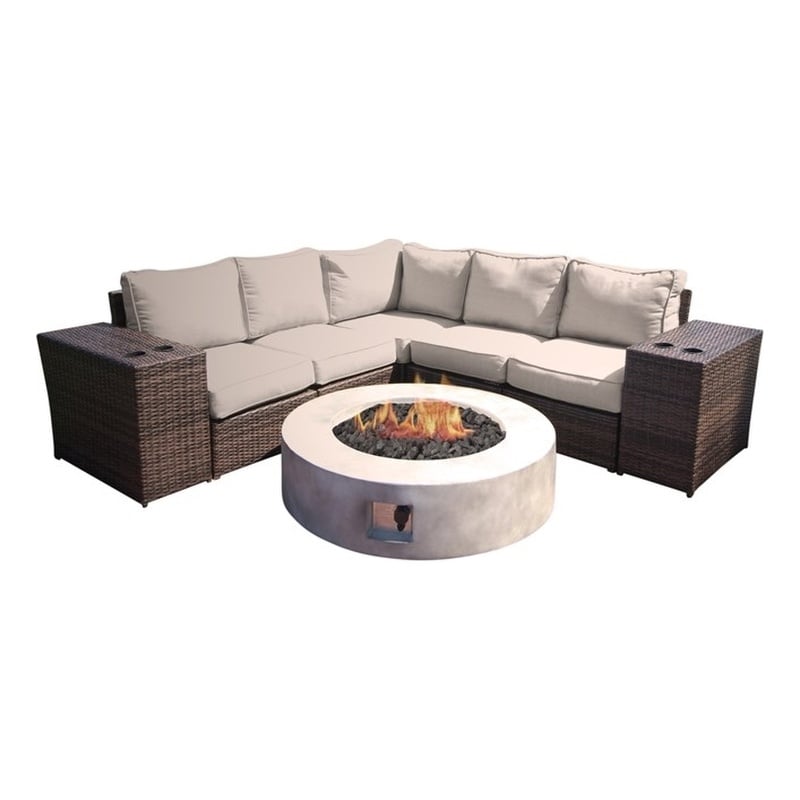 Living Source 8-Piece Wicker / Rattan Sectional Set with Cushions in Espresso