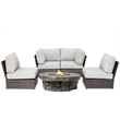 Living Source Intl Wicker / Rattan 5-Piece Seating Group w/Firepit in Espresso