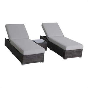 Living Source International Wicker/Rattan Chaise with Cushions in Gray/Brown