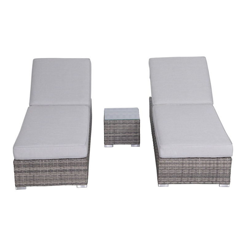 Living Source International Wicker/Rattan Chaise with Cushion in Gray