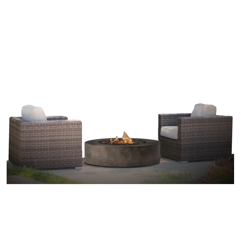 Living Source Intl 3-Piece Wicker / Rattan Conversation Set w/ Cushions in Brown