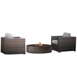 Living Source Intl 3-Piece Wicker / Rattan Conversation Set w/ Cushions in Brown