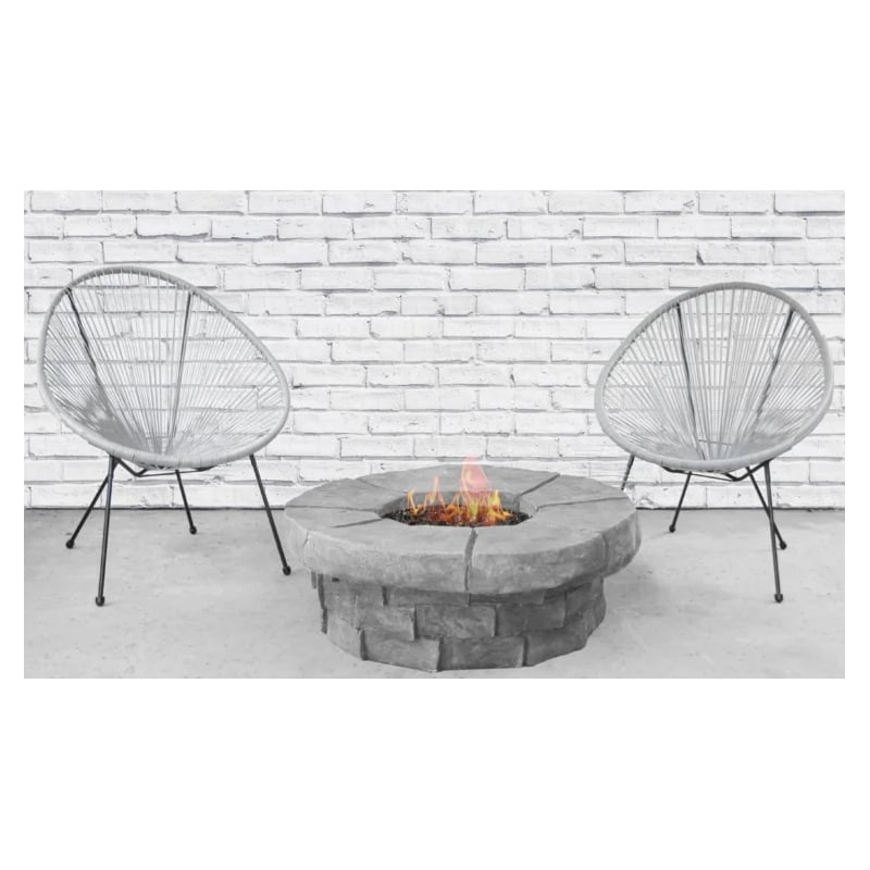Living Source International 3-Piece Wicker / Rattan Seating Group in Gray Finish