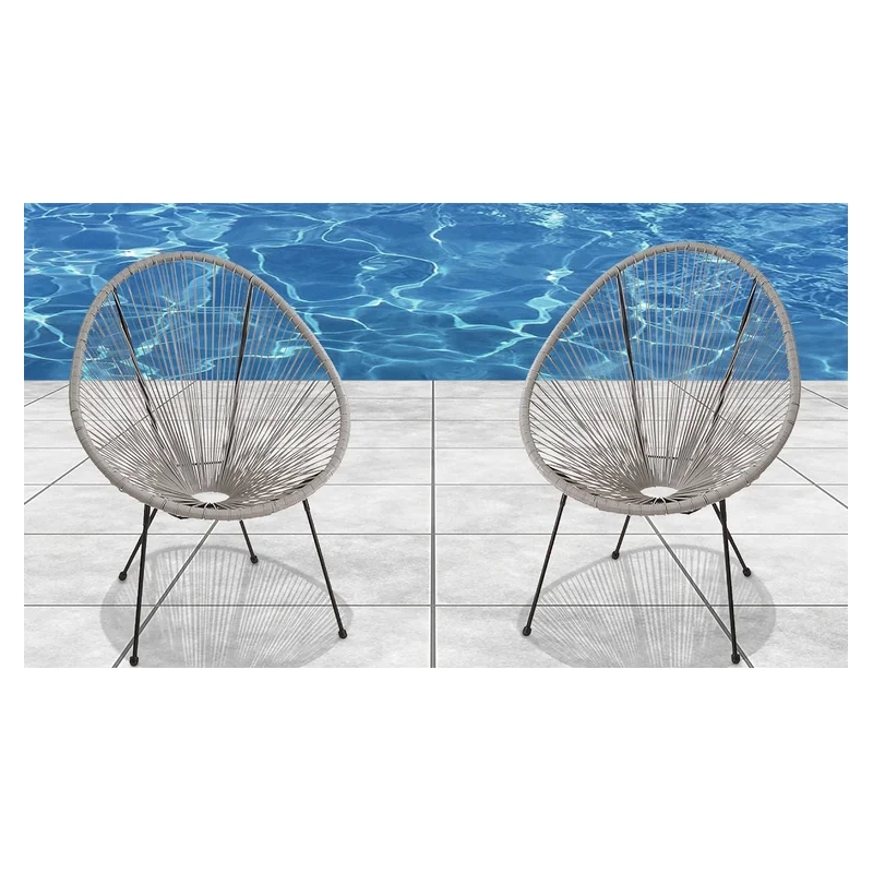 Living Source International 3-Piece Wicker / Rattan Seating Group in Gray Finish