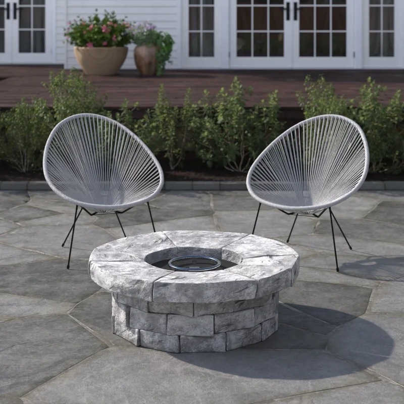 Living Source International 3-Piece Wicker / Rattan Seating Group in Gray Finish