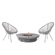 Living Source International 3-Piece Wicker / Rattan Seating Group in Gray Finish