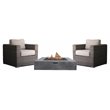 Living Source International 3-Piece Wicker Fire Pit Patio Set in Espresso/Gray