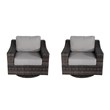 Living Source Wicker / Rattan Swivel Patio Chair in Espresso/Gray (Set of 2)