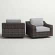 Living Source Wicker / Rattan Swivel Patio Chair in Espresso/Gray (Set of 2)