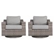 Living Source International Swivel Club Patio Chairs in Brown/Gray (Set of 2)