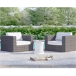 Living Source International Wicker / Rattan Chair w/ Cushions in Gray (Set of 2)