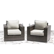 Living Source International Wicker / Rattan Chair w/ Cushions in Gray (Set of 2)