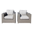 Living Source International Wicker / Rattan Chair w/ Cushions in Gray (Set of 2)