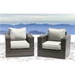 Living Source International Wicker / Rattan Chair w/ Cushions in Gray (Set of 2)