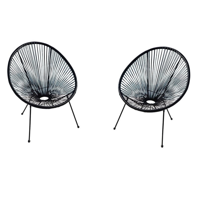 Living Source International Modern Metal Patio Chairs in Black (Set of 2)