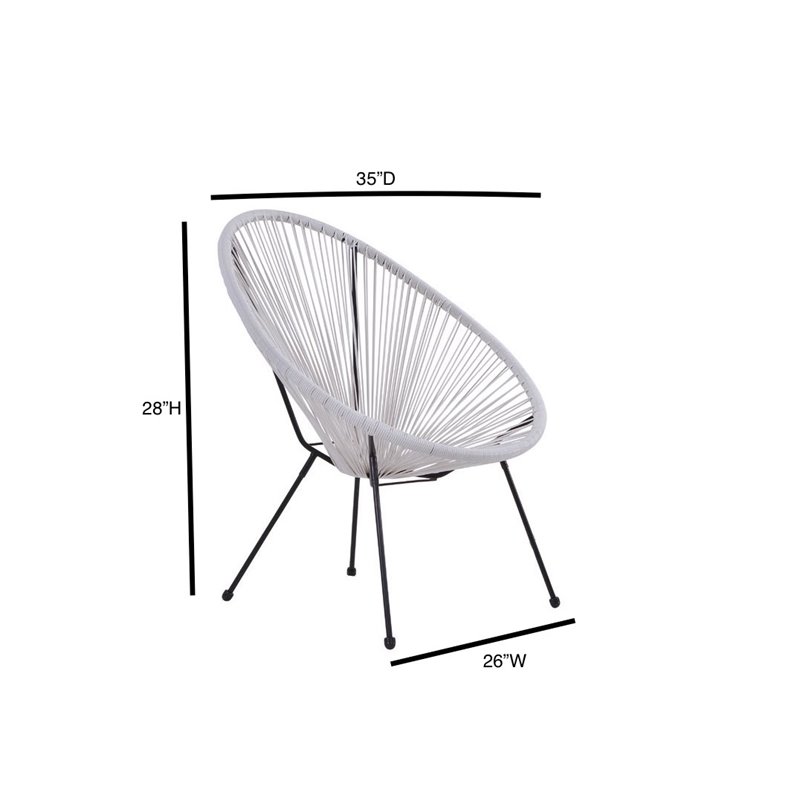 Living Source International Modern Metal Patio Chairs in White/Gray (Set of 2)